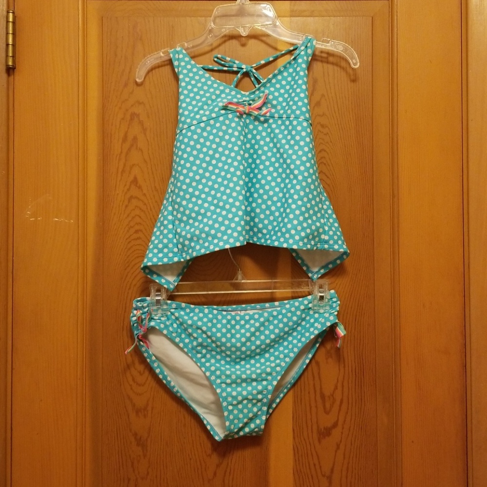 Two Piece Girls Polka Dot Swimsuit, Size 16
